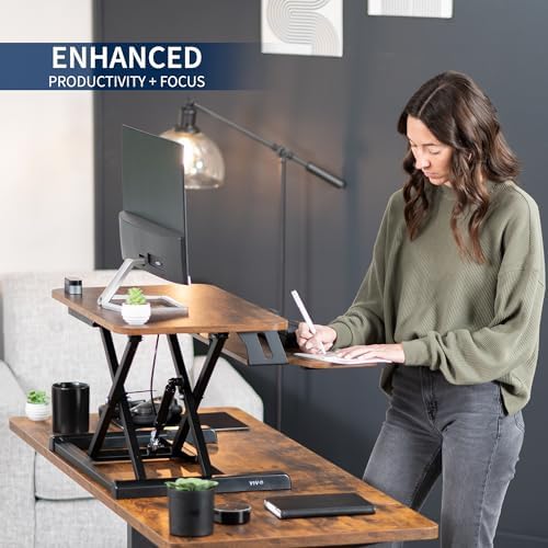 VIVO Rustic Vintage Brown 26 in Standing Desk Converter, DESK-V026KN