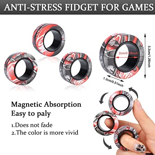 Cevioce 3Pcs Magnetic Rings Fidget Toy Set, ADHD Anxiety Magnetic Fidget Toys Adults Fidget Spinner Rings for Relief, Easter Gifts for Kids 8+ Year Old Easter Basket Stuffers for Teens Boys Girls B