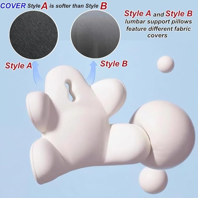 Lumbar Support Pillow for Office Chair, Back Pillow Lumbar Support for Car, Chair, Sofa - Improve Lower Back Pain Relief & Sitting Posture, Memory Foam Back Cushion for Long Sitting (B-Blue)
