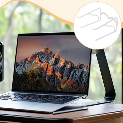 Laptop Stand for Desk, Portable Laptop Riser with Breathable Ventilated Cooling, Adjustable Ergonomic Computer Stand Holder for Office Supplies, Black- White