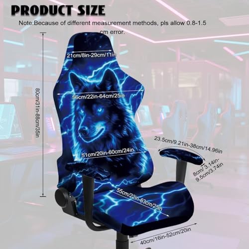 Wolf Lightning Gaming Chair Covers Washable Game Chair Cover Saint Patrick's Day Computer Reclining Gamer Chairs Protector Slipcovers with Armrest Covers