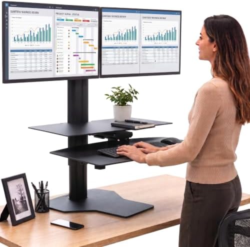 Perfect POSTURE Standing Desk Converter - Dual Monitor Riser - 18" Lift