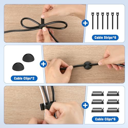 2 Pack No-Drill Under Desk Cable Management Tray 33.8 inch Large Wire Cord Organizers, Cable Management Under Desk for Home and Office No Damage Black