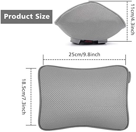 Aukee Memory Foam Car Neck Pillow Soft Leather Car Headrest for Driving Home Office Gray (Pack of 2)
