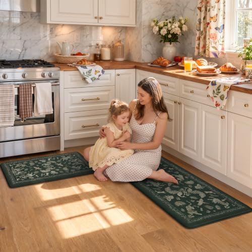 LEEVAN Anti Fatigue Kitchen Mats for Floor, Cushioned Kitchen Mat Set 2PCS