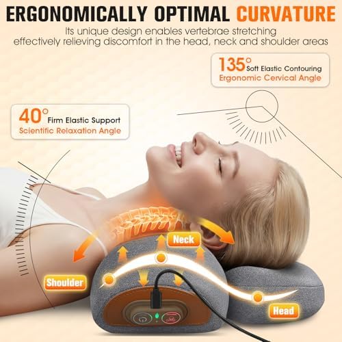 FunBy Neck Massager Pillow with Heat,Neck Pillow Massager for Pain Relief