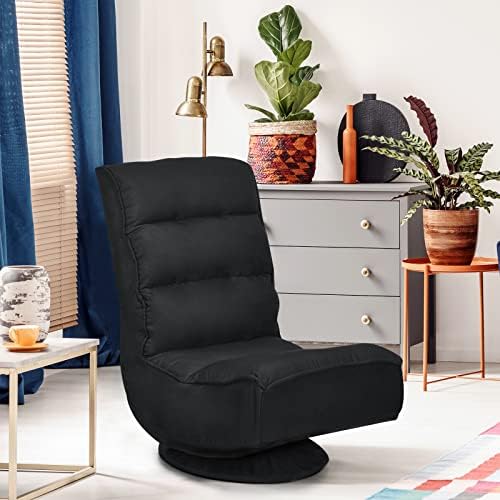 COSTWAY Folding Floor Chair, Adjustable 5-Position Swivel Gaming Chair