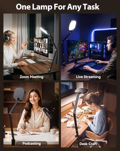 LitONES Remote LED Desk Lamp with Clamp, 2000LM, 30 Modes, Metal Arm
