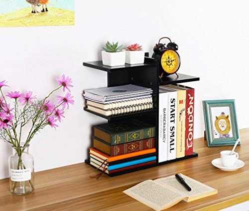 PAG-Mass Desktop Bookshelf Freestanding Wooden Countertop Bookcase Accessories Organizer Display Rack Dorm Desk Storage Shelf
