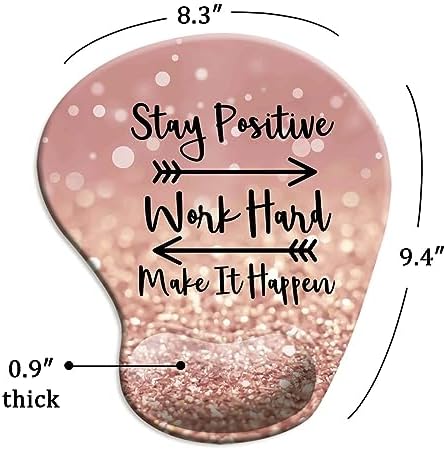 DOOKE Ergonomic Mouse Pad with Wrist Support and Coaster,Mouse Pads with Non-Slip PU Base for Home Office Working Studying Easy Typing & Pain Relief Stay Positive