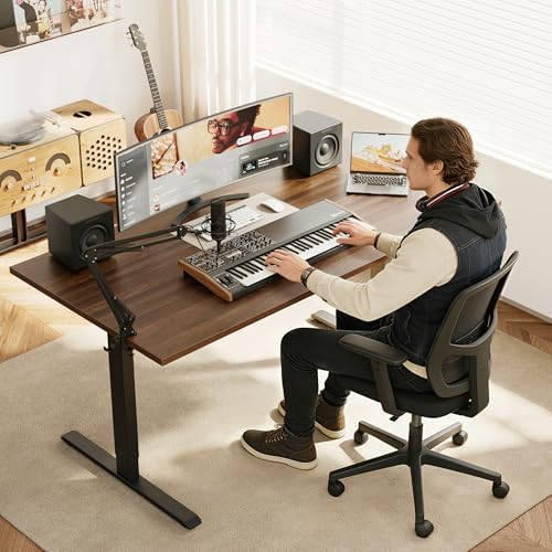 Agilestic 55*28 Inch Height Adjustable Electric Standing Desk, Dark Walnut