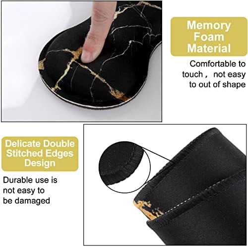 iLeadon Pad Set, Large Gaming Mouse Pad + Keyboard Wrist Rest + Mouse Pad with Wrist Support + Coaster, Easy Typing Pain Relief, 35.4x15.7in Desk Mat for Home Office, Black Gold Marble