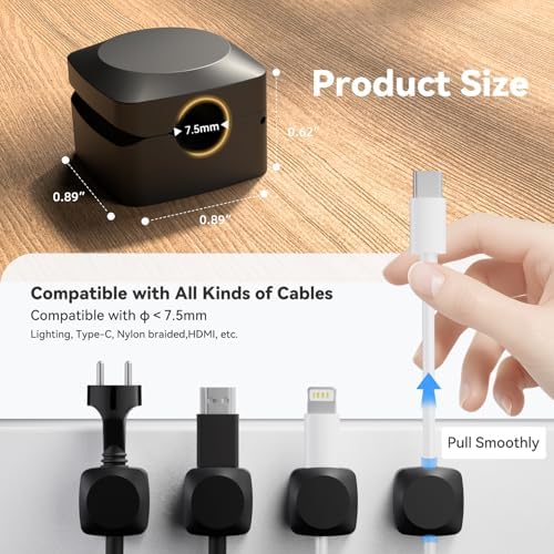 Rotatable Cable Clips, 8 Pack Cord Holder for Nightstand