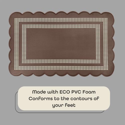 Anti Fatigue Scallop Mat 18 x 30 in, Remi, Brown/Ivory