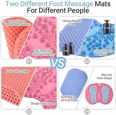 Silicone Foot Massage Mat with Dual-Side Usage, Extra-Large Reflexology Mat for Feet Relaxation, Portable Foot Acupressure Mat, Foldable Standing Desk Mat for Pain, Fatigue Relief(Gray-XL)