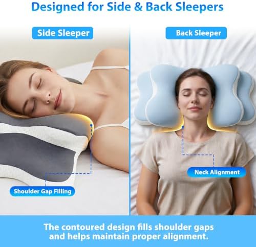 Ergo Cervical Neck Pillow, Memory Foam Contour Pillow for Side Sleepers