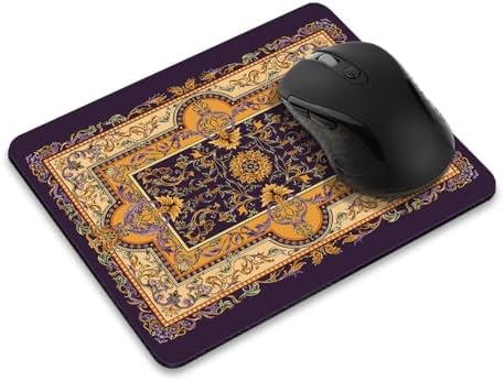 Non-Slip Rectangle Mousepad, WIRESTER Vintage Oriental Purple Persian Floral Rug Mouse Pad for Home, Office and Gaming Desk