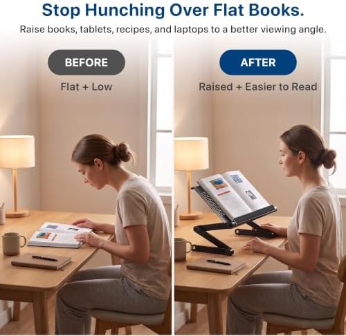 Uncaged Ergonomics Book Stand, Adjustable Laptop Stand for Desk (Black)