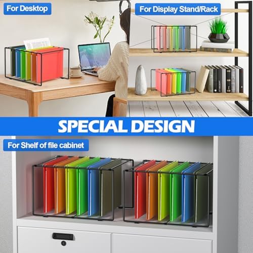 2 Sets Legal/Letter Size Hanging File Folder Frame,Fit Size Over 9.6”H/16.16”L File Cabinet Rail/Drawer/Inserts,Hanging File Holder,Desk Organizer for Accessories,Filing Box Anti-Scratch/Rusty