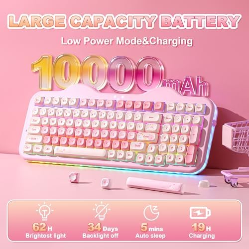 YUNZII C98 Cute Cake Wireless Mechanical Keyboard (Pink, Milk Switch)