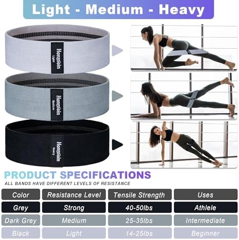 Resistance Bands for Working Out, 3 Levels Fabric Exercise Bands Set