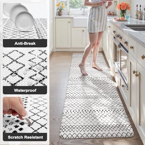 KIMODE Anti Fatigue Kitchen Mats, Boho Padded Kitchen Floor Mats 24"x71"