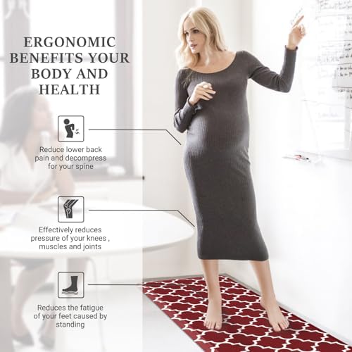 WISELIFE Anti Fatigue Mats for Kitchen Floor, 20" x 39", 4/5 Inch, Red