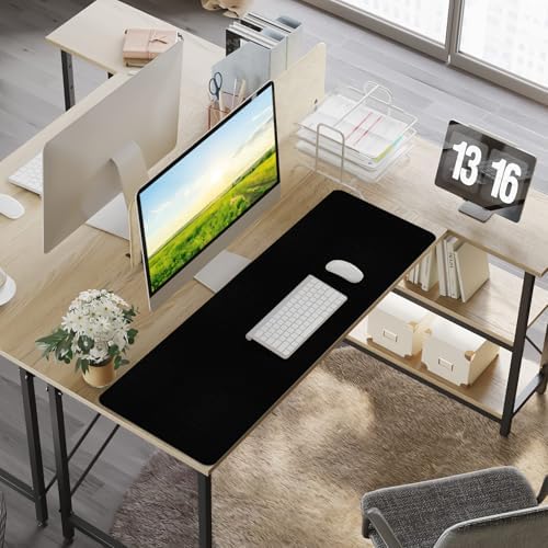 Leather Desk Pad Mat, Large Black Desk Mat, 47.2" x 16.9"