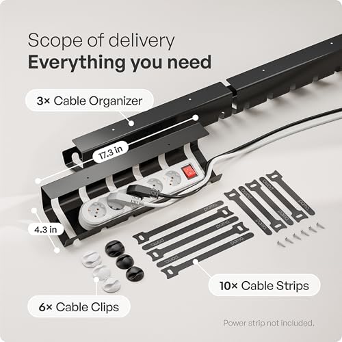 PAMO Cable Management Under Desk, Set of 3 - Black