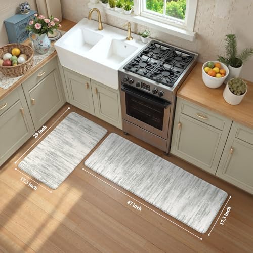 KIMODE Anti Fatigue Kitchen Mats for Floor, Abstract Farmhouse Kitchen Rugs