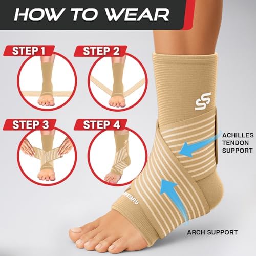 Sleeve Stars Ankle Brace Men & Women Support (Pair/M:10"-12"/Beige)
