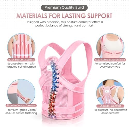 Back Straightener Posture Corrector for Women and Men - Comfortable Full Back Brace for Women, Daily Wear Support - Adjustable Shoulder Support Brace for Office, Driving, Study & Back Pain Relief
