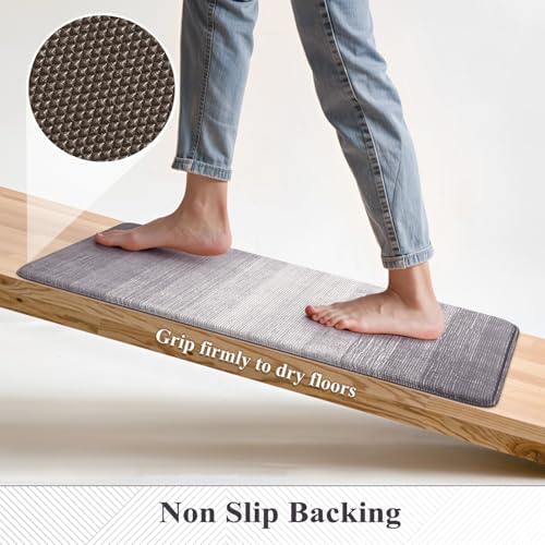 KIMODE Anti Fatigue Kitchen Mats for Floor,Gradient Grey Purple Kitchen Rug