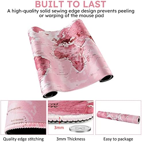 iCasso Gaming Mouse Pad,35.4x15.7 in Desk Pad,Pink World