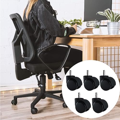 5‑Pack Office Chair Casters,11×22mm Grip‑Ring Stem Double‑Wheel Replacement Wheels for Office Computer Chair