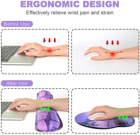 Ergonomic Mouse Pad with Wrist Rest and Keyboard Wrist Rest, Mousepad