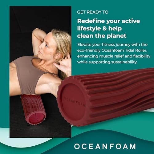 Oceanfoam Tidal Roller - Muscle Massage Foam Roller for Exercise (Maroon)