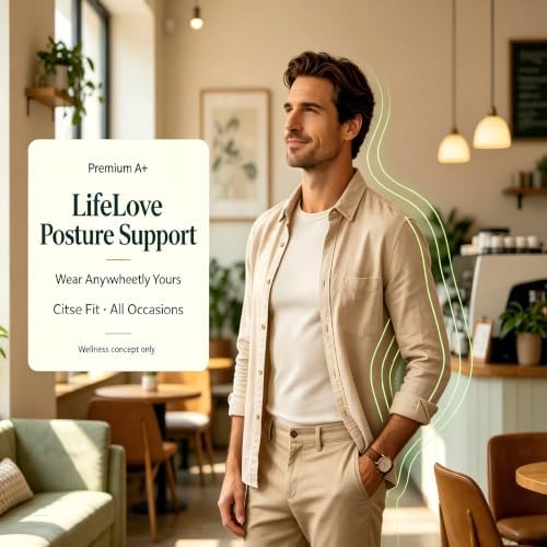 LifeLove Adjustable Posture Support Brace for Upper Back & Shoulders, Fits Height Under 200cm & Waist Under 120cm