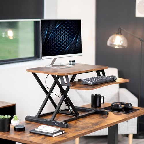 VIVO Rustic Vintage Brown 26 in Standing Desk Converter, DESK-V026KN