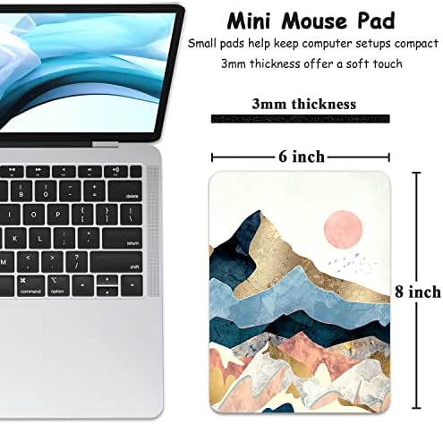Dapesuom Small Mouse Pad, 6 x 8 Inch Thick Rubber Premium-Textured Non-Slip Portable & Washable Mini Mouse Mat for Women Men Wireless Laptops Keyboard Tray Gaming Work Computer Office Travel, Mountain