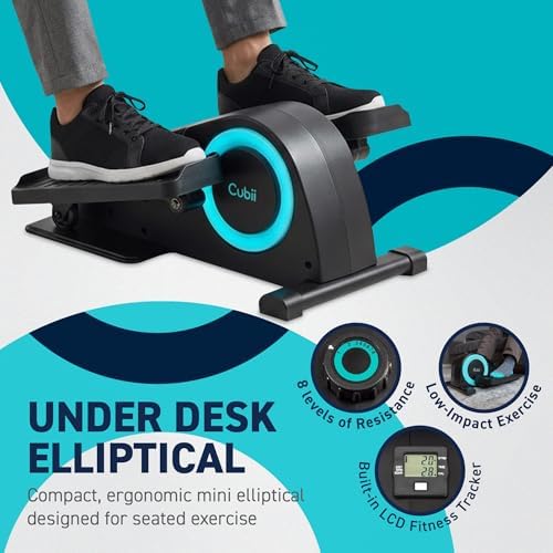 Cubii JR1, Under Desk Elliptical, Under Desk Bike Pedal Exerciser, Seated Elliptical, Work from Home Fitness, Mini Elliptical Machines for Home Use, Cubii Exerciser for Seniors, Desk Exercise