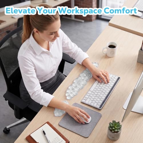 Moko Gel Cloud Wrist Rest for Keyboard and Mouse, Clear White