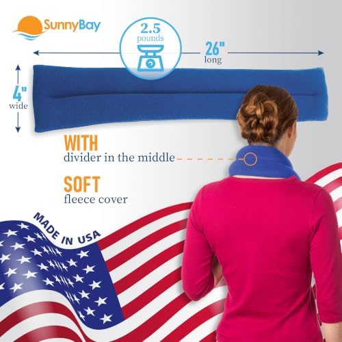 SunnyBay Microwavable Heating Pad, Neck and Shoulder Wrap, 26x4 inch, Sky