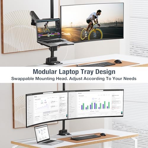 AVLT Laptop & Monitor Arm Pole Top Mount for 17-40" Screens - Black