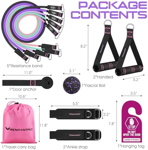 Resistance Bands with Handles, 5 Level Exercise Bands, 150LBS Workout Bands