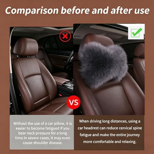 Car Headrest Pillow Plush Protector Neck Rest Pillows, Gray