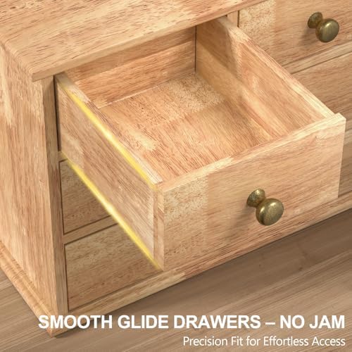 Oak Desk Organizer with Drawers, Durable Wooden Desktop Storage Box