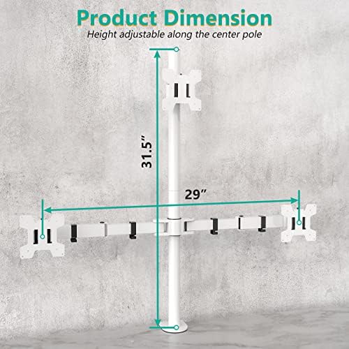 WALI Tall Triple Monitor Stand, Fully Adjustable Three Monitor Desk Mount Fits 3 Screens up to 27 inch, 22 lbs. Weight Capacity per Arm (M003-W), White