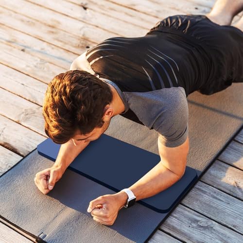 Yoga Knee Pad Cushion, 24 x 9.8 x 0.8 in Thick Mini Yoga Mat, Odor-Free NBR Workout Mat with Storage Strap, Small Exercise Mat for Yoga, Pilates, Kneeling, Planks & Home Gym