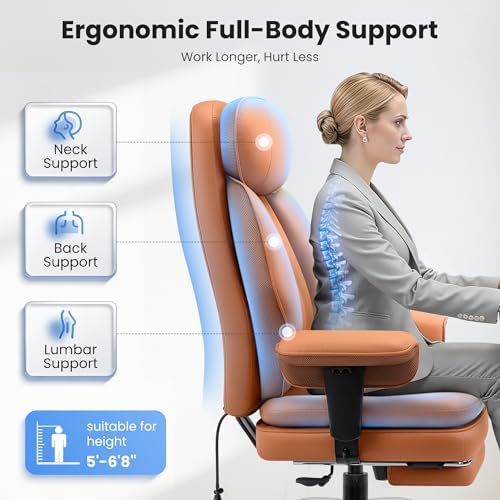 Executive Office Chair with Lumbar Support, Comfortable Computer Desk Chair